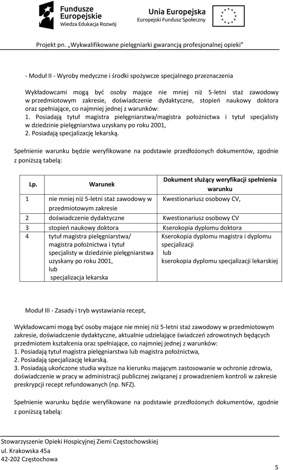 Posiadają tytuł magistra pielęgniarstwa/magistra położnictwa i tytuł specjalisty w dziedzinie pielęgniarstwa uzyskany po roku 2001, 2. Posiadają specjalizację lekarską.