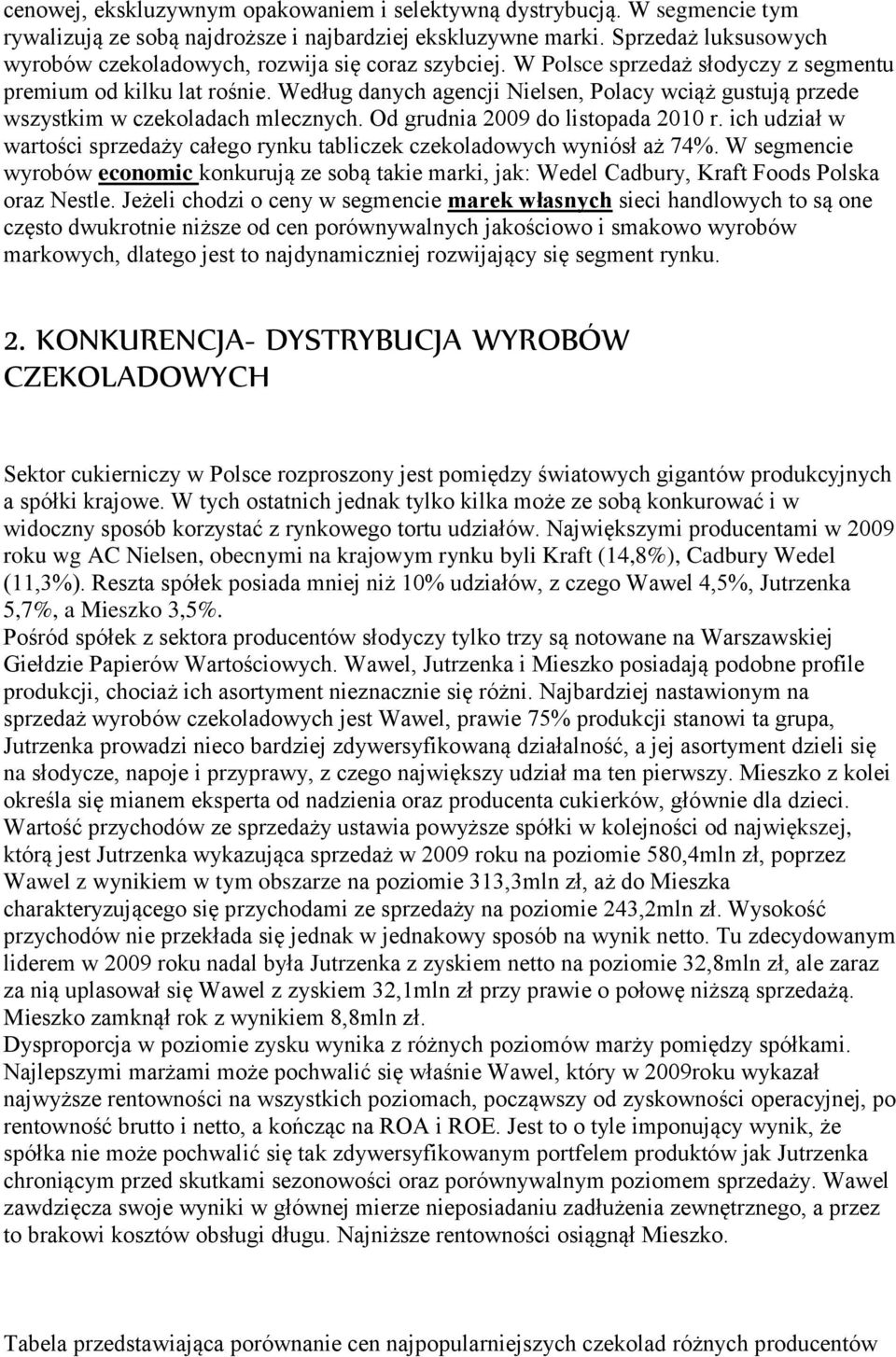 Według danych agencji Nielsen, Polacy wciąż gustują przede wszystkim w czekoladach mlecznych. Od grudnia 2009 do listopada 2010 r.