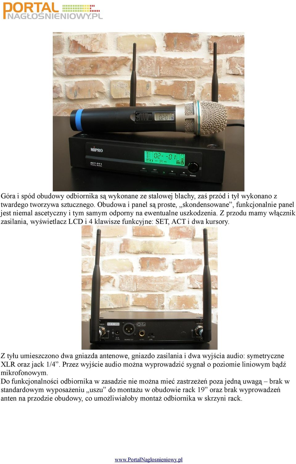 Z przodu mamy włącznik zasilania, wyświetlacz LCD i 4 klawisze funkcyjne: SET, ACT i dwa kursory.