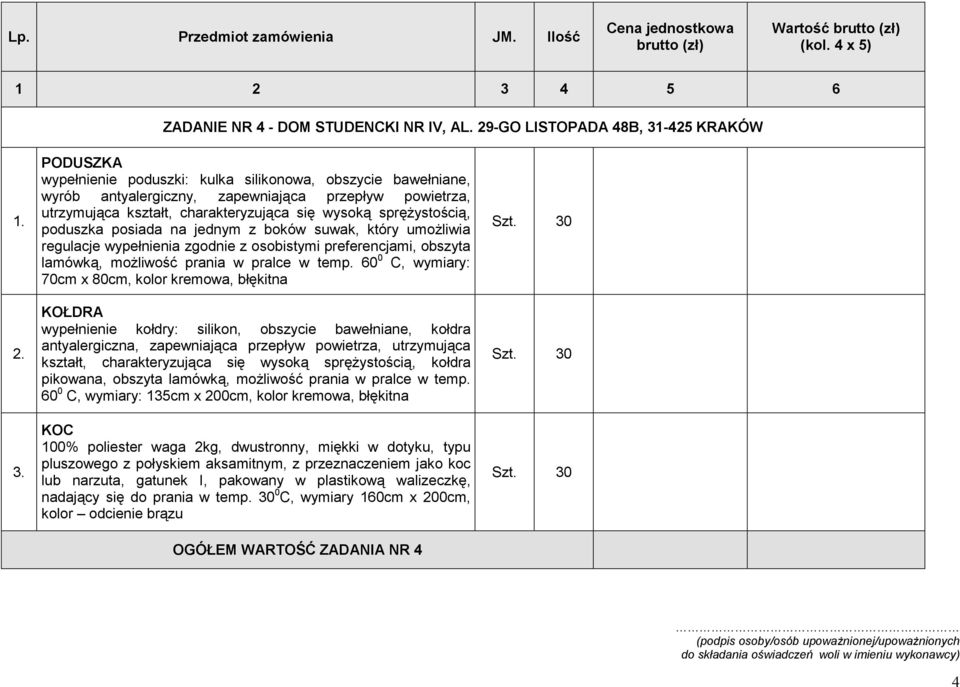 posiada na jednym z boków suwak, który umoŝliwia regulacje wypełnienia zgodnie z osobistymi preferencjami, obszyta lamówką, moŝliwość prania w pralce w temp.