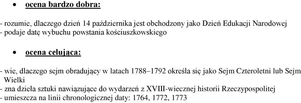 określa się jako Sejm Czteroletni lub Sejm Wielki - zna dzieła sztuki nawiązujące do wydarzeń z