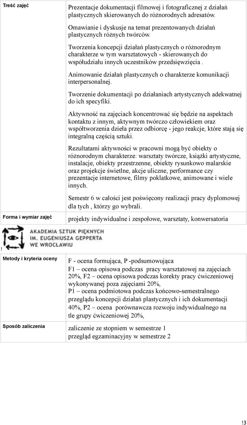 Tworzenia koncepcji działań plastycznych o różnorodnym charakterze w tym warsztatowych - skierowanych do współudziału innych uczestników przedsięwzięcia.