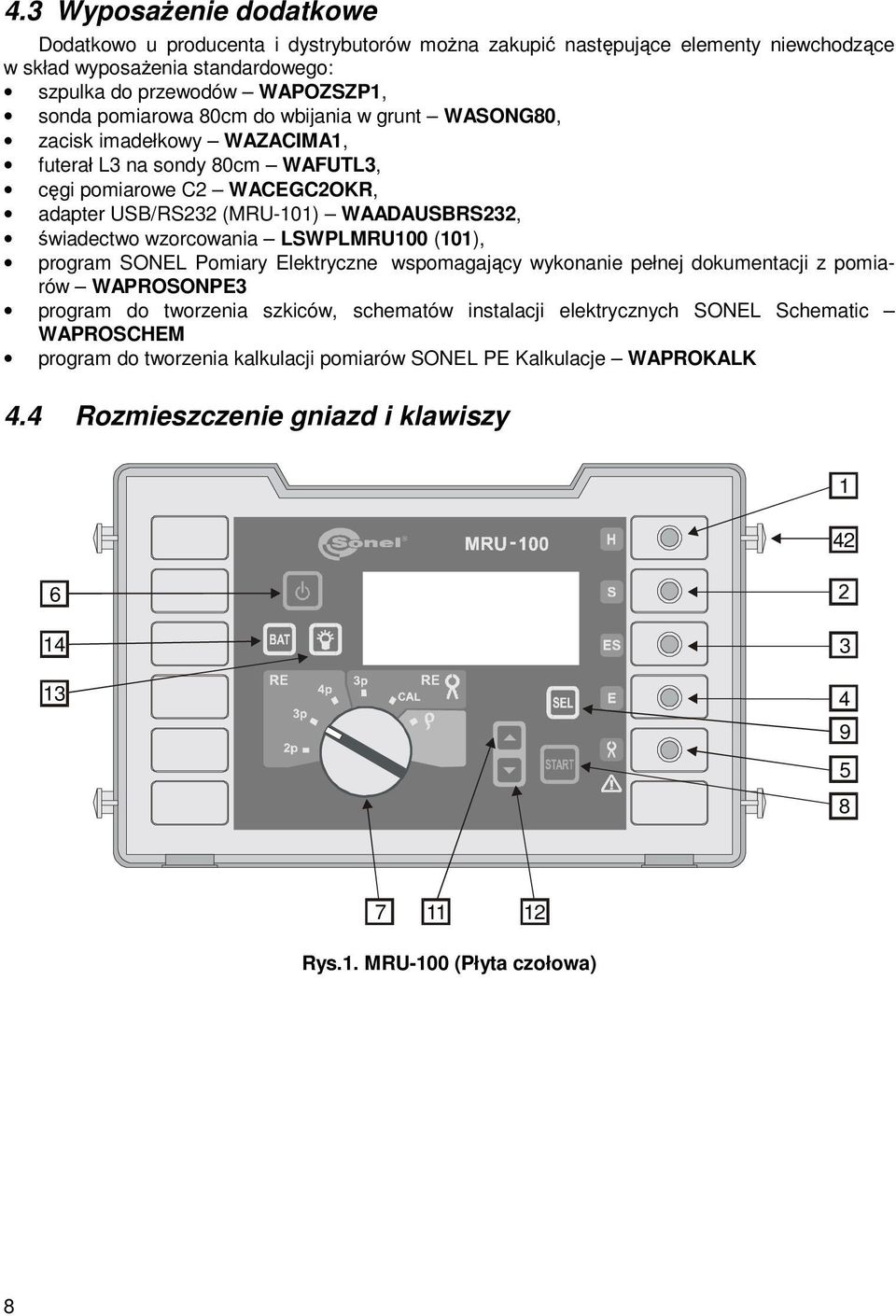 wzorcowania LSWPLMRU100 (101), program SONEL Pomiary Elektryczne wspomagający wykonanie pełnej dokumentacji z pomiarów WAPROSONPE3 program do tworzenia szkiców, schematów instalacji