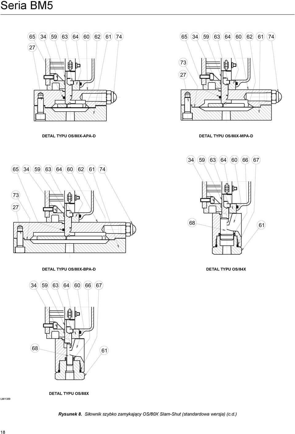 Detal typu os/80x-bpa-d Detal typu os/84x 34 59 63 64 60 66 67 68 61 LM/1389 Detal typu