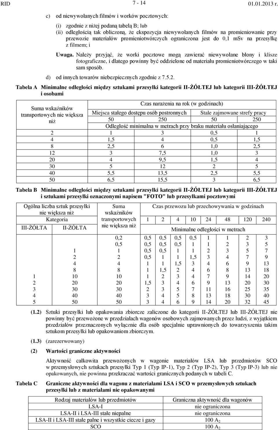 Należy przyjąć, że worki pocztowe mogą zawierać niewywołane błony i klisze fotograficzne, i dlatego powinny być oddzielone od materiału promieniotwórczego w taki sam sposób.