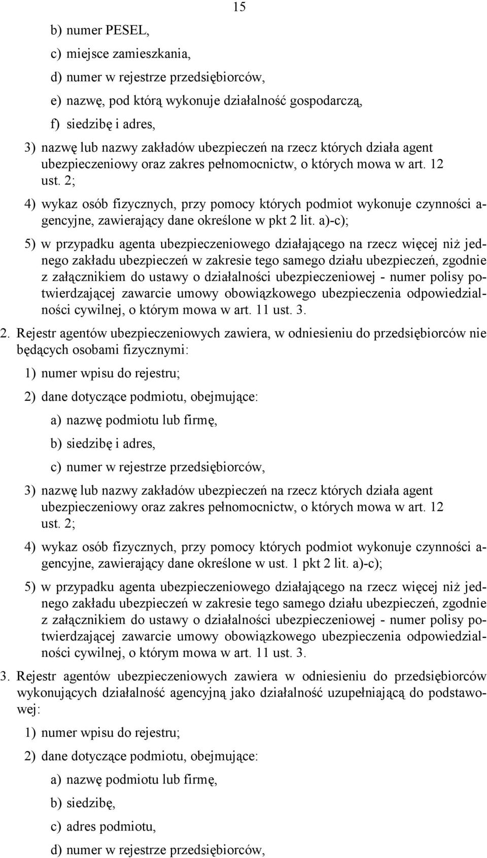 2; 4) wykaz osób fizycznych, przy pomocy których podmiot wykonuje czynności a- gencyjne, zawierający dane określone w pkt 2 lit.