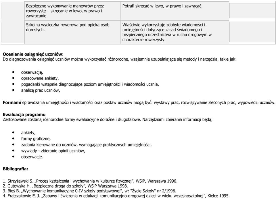 Ocenianie osiągnięć uczniów: Do diagnozowania osiągnięć uczniów moŝna wykorzystać róŝnorodne, wzajemnie uzupełniające się metody i narzędzia, takie jak: obserwację, opracowane ankiety, pogadanki