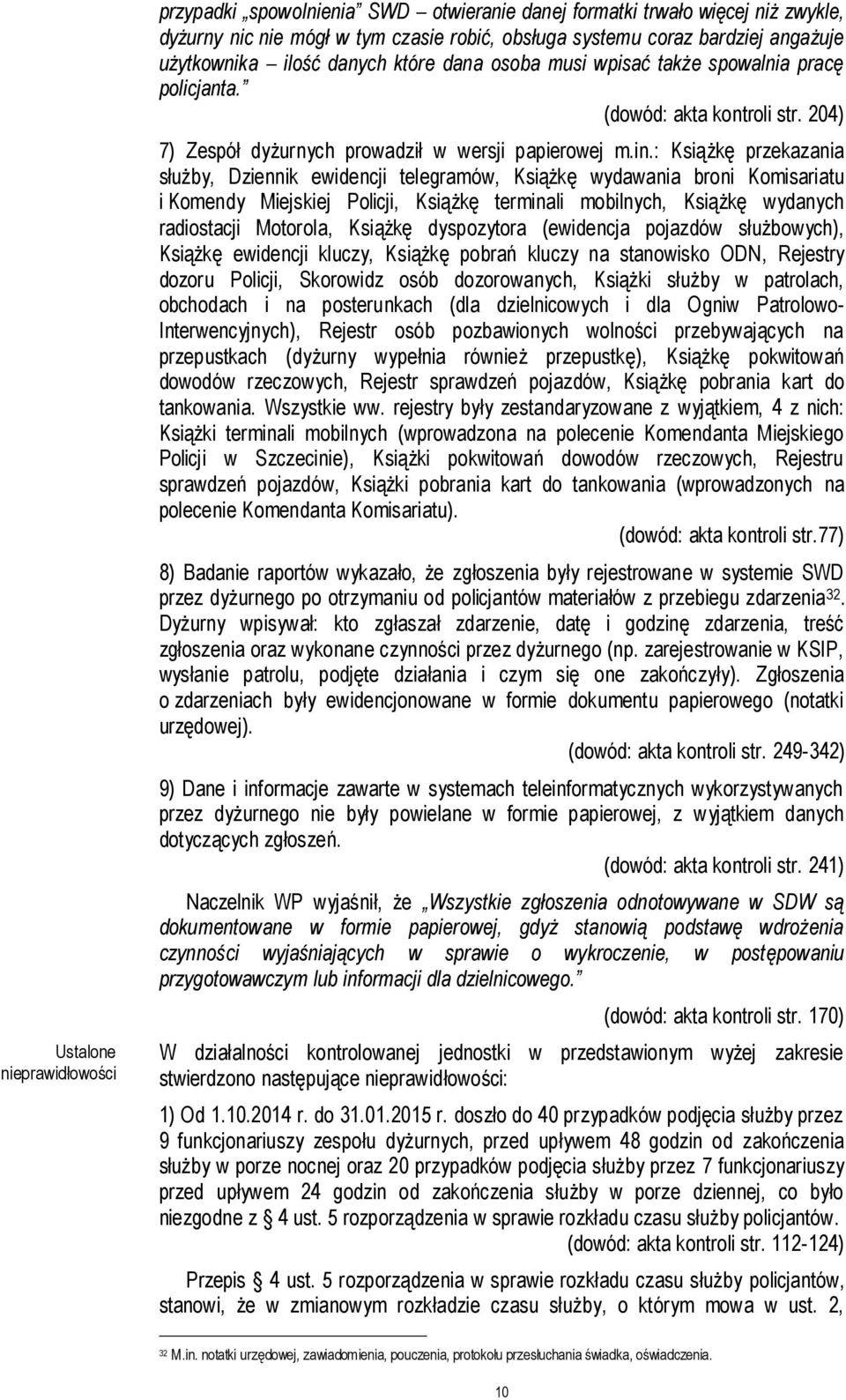 : Książkę przekazania służby, Dziennik ewidencji telegramów, Książkę wydawania broni Komisariatu i Komendy Miejskiej Policji, Książkę terminali mobilnych, Książkę wydanych radiostacji Motorola,