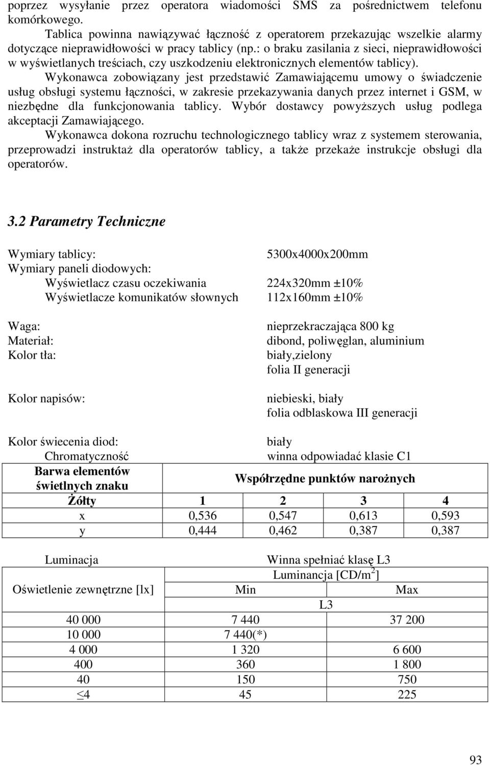 : o braku zasilania z sieci, nieprawidłowości w wyświetlanych treściach, czy uszkodzeniu elektronicznych elementów tablicy).