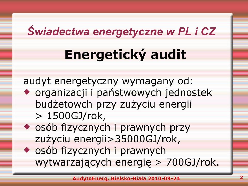 1500GJ/rok, osób fizycznych i prawnych przy zużyciu energii>35000gj/rok, osób