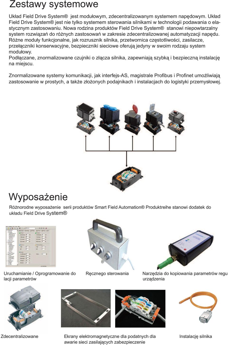 Nowa rodzina produktów Field Drive System stanowi niepowtarzalny system rozwiązań do różnych zastosowań w zakresie zdecentralizowanej automatyzacji napędu.