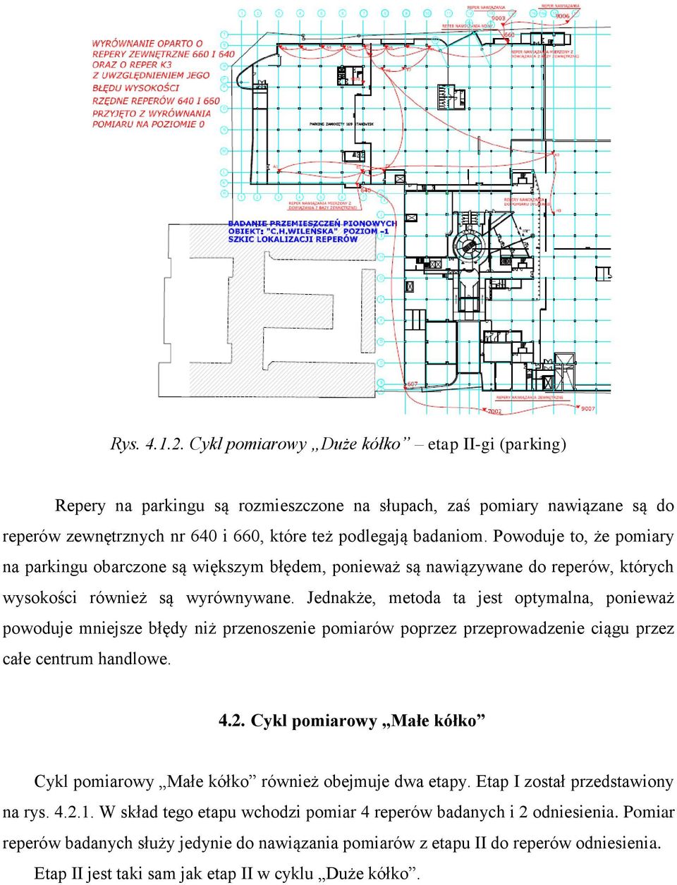 Jednakże, metoda ta jest optymalna, ponieważ powoduje mniejsze błędy niż przenoszenie pomiarów poprzez przeprowadzenie ciągu przez całe centrum handlowe. 4.2.