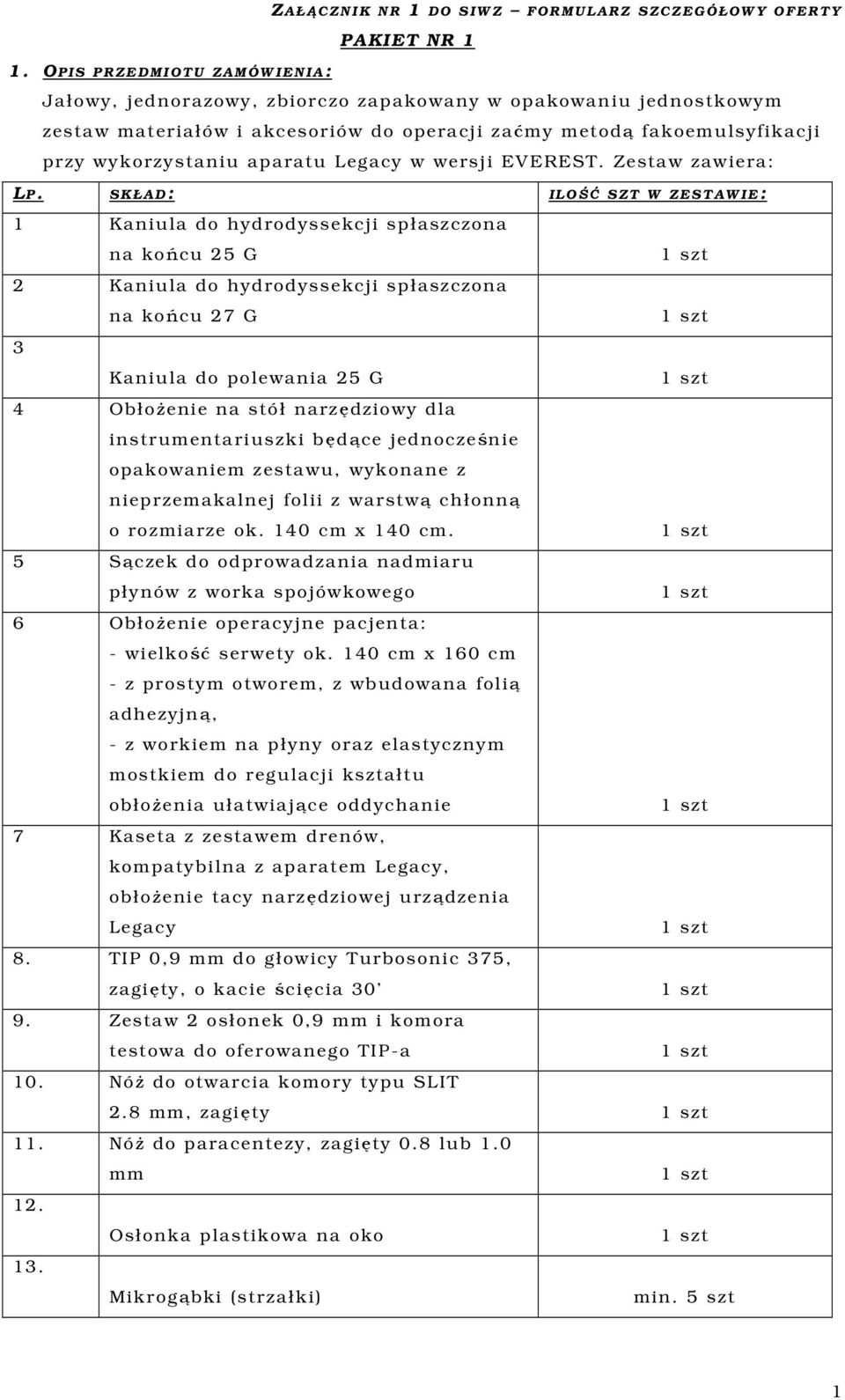 SKŁAD: ILOŚĆ SZT W ZESTAWIE: 1 Kaniula do hydrodyssekcji spłaszczona na końcu 25 G 2 Kaniula do hydrodyssekcji spłaszczona na końcu 27 G 3 Kaniula do polewania 25 G 4 ObłoŜenie na stół narzędziowy