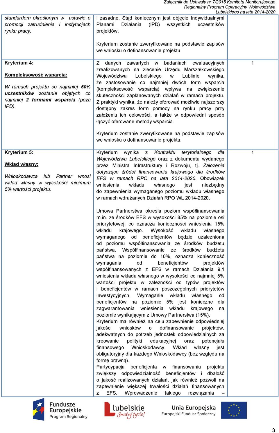 Kryterium 4: Kompleksowość wsparcia: W ramach projektu co najmniej 50% uczestników zostanie objętych co najmniej 2 formami wsparcia (poza IPD).