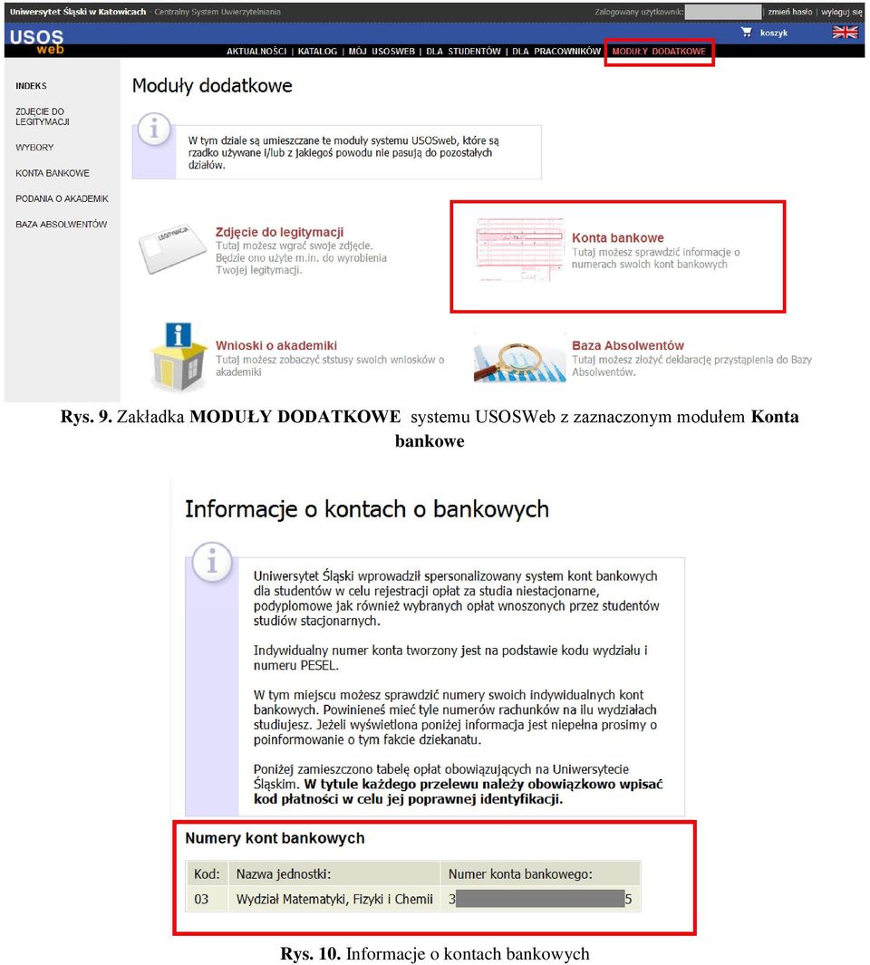systemu USOSWeb z zaznaczonym