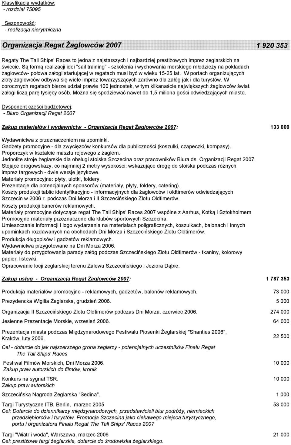 W portach organizujących zloty żaglowców odbywa się wiele imprez towarzyszących zarówno dla załóg jak i dla turystów.
