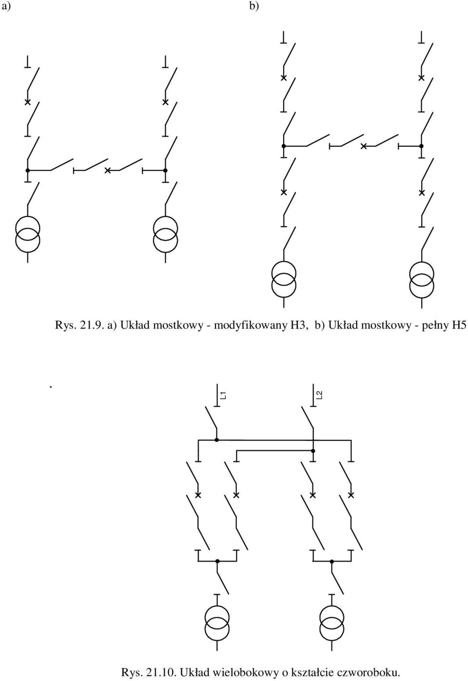 H3, b) Układ mostkowy - pełny H5.