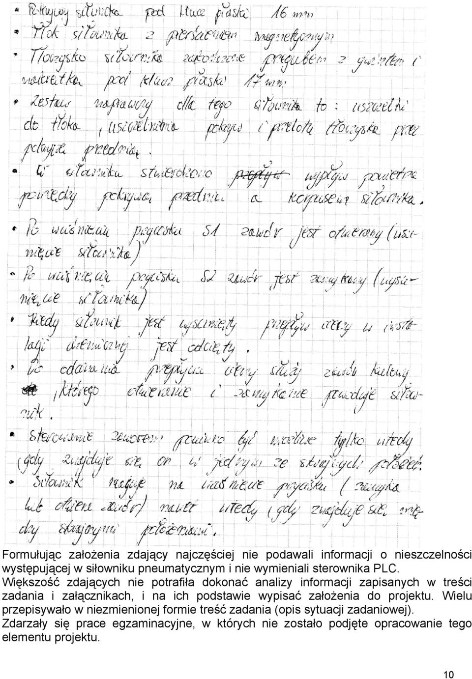 Większość zdających nie potrafiła dokonać analizy informacji zapisanych w treści zadania i załącznikach, i na ich podstawie