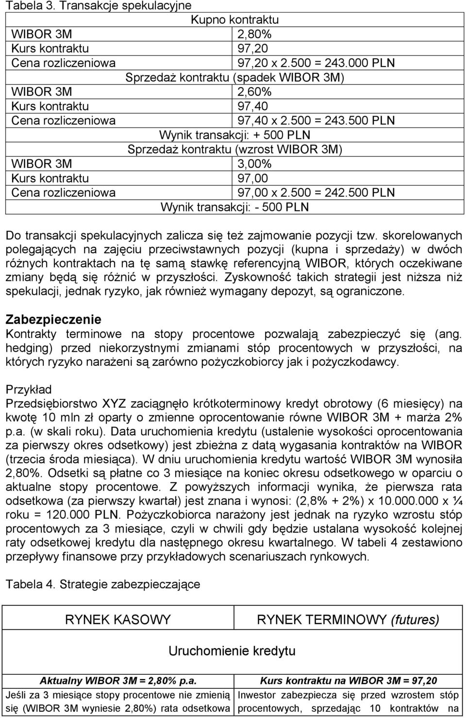 500 PLN Wynik transakcji: - 500 PLN Do transakcji spekulacyjnych zalicza się też zajmowanie pozycji tzw.