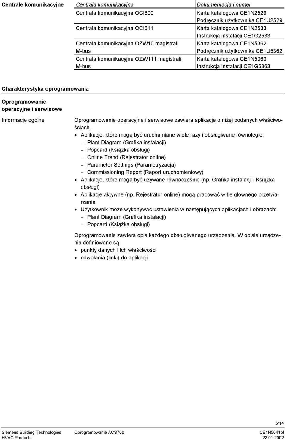 katalogowa CE1N5363 Instrukcja instalacji CE1G5363 Charakterystyka oprogramowania Oprogramowanie operacyjne i serwisowe Informacje ogólne Oprogramowanie operacyjne i serwisowe zawiera aplikacje o