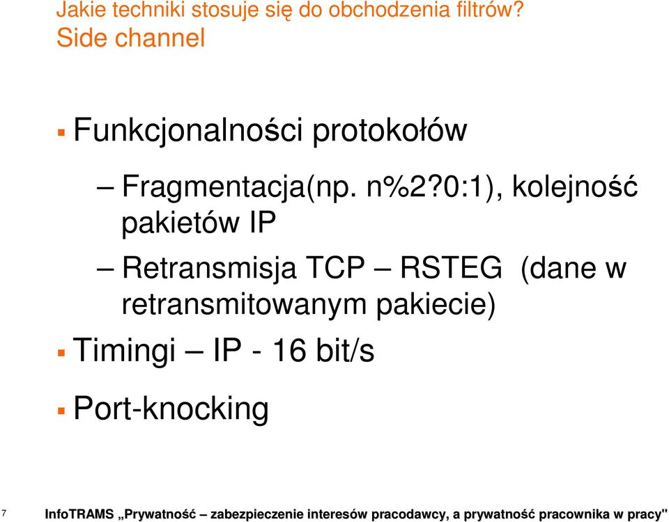 0:1), kolejność pakietów IP Retransmisja TCP RSTEG (dane w