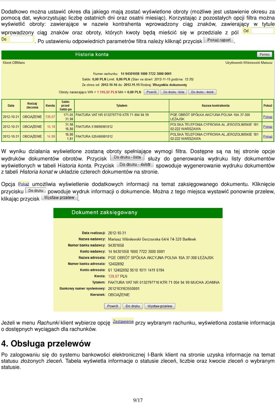 mieścić się w przedziale z pól. Po ustawieniu odpowiednich parametrów filtra należy kliknąć przycisk. W wyniku działania wyświetlone zostaną obroty spełniające wymogi filtra.