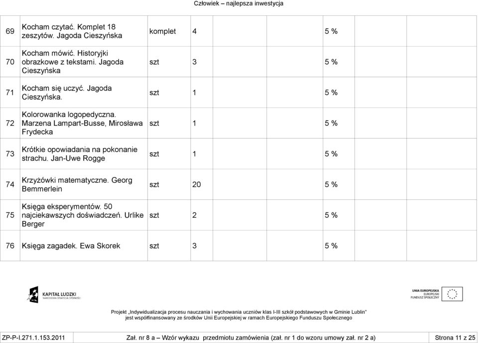 Jan-Uwe Rogge komplet 4 5 % szt 3 5 % 74 75 Krzyżówki matematyczne. Georg Bemmerlein Księga eksperymentów. 50 najciekawszych doświadczeń.