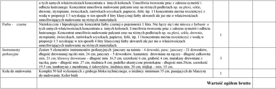 farby czarnej o pojemności litra. Nie łączy się i nie miesza z farbami o styropianie, świeczkach, żarówkach szyszkach, papierze, folii, itp.