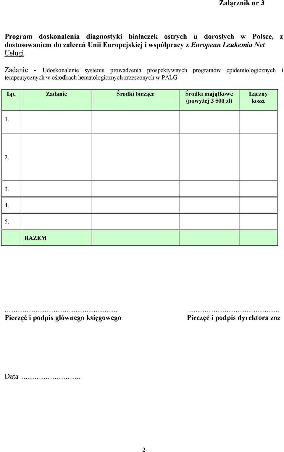 terapeutycznych w ośrodkach hematologicznych zrzeszonych w