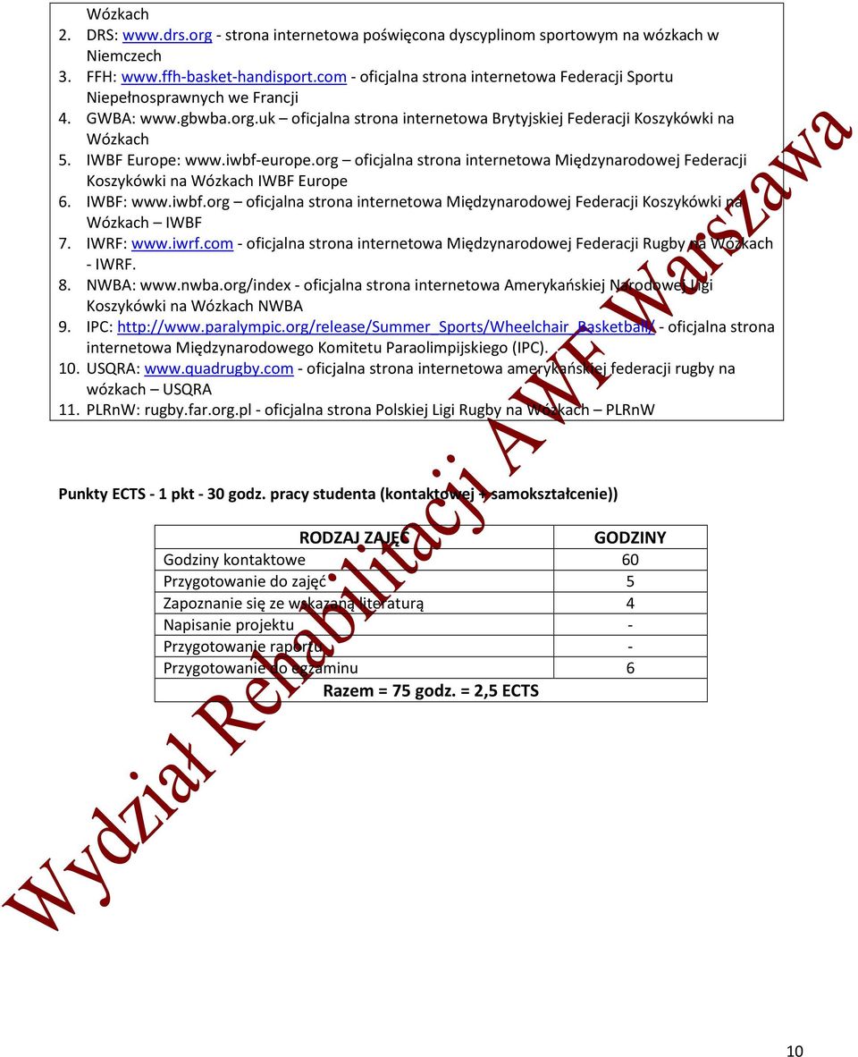 iwbf-europe.org oficjalna strona internetowa Międzynarodowej Federacji Koszykówki na Wózkach IWBF Europe 6. IWBF: www.iwbf.org oficjalna strona internetowa Międzynarodowej Federacji Koszykówki na Wózkach IWBF 7.