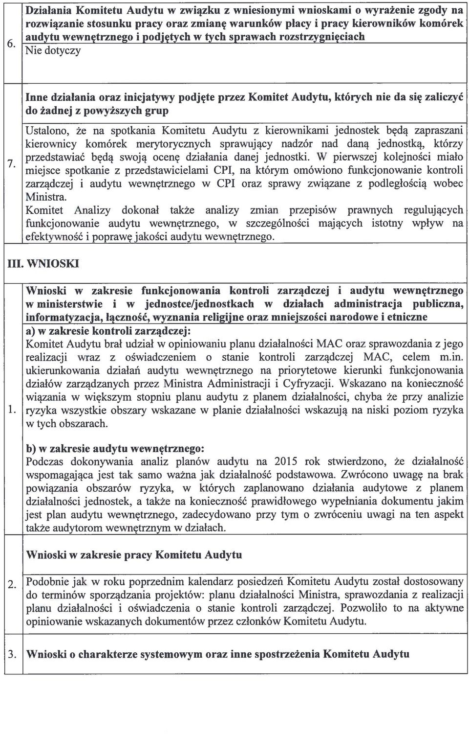 że na spotkania Komitetu Audytu z kierownikami jednostek będą zapraszani kierownicy komórek merytorycznych sprawujący nadzór nad daną jednostką, którzy przedstawiać będą swoją ocenę działania danej