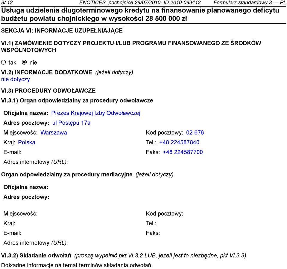 PROCEDURY ODWOŁAWCZE VI.3.