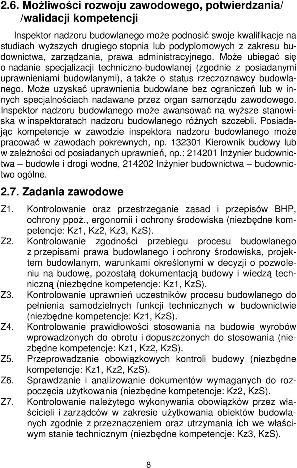 Może ubiegać się o nadanie specjalizacji techniczno-budowlanej (zgodnie z posiadanymi uprawnieniami budowlanymi), a także o status rzeczoznawcy budowlanego.