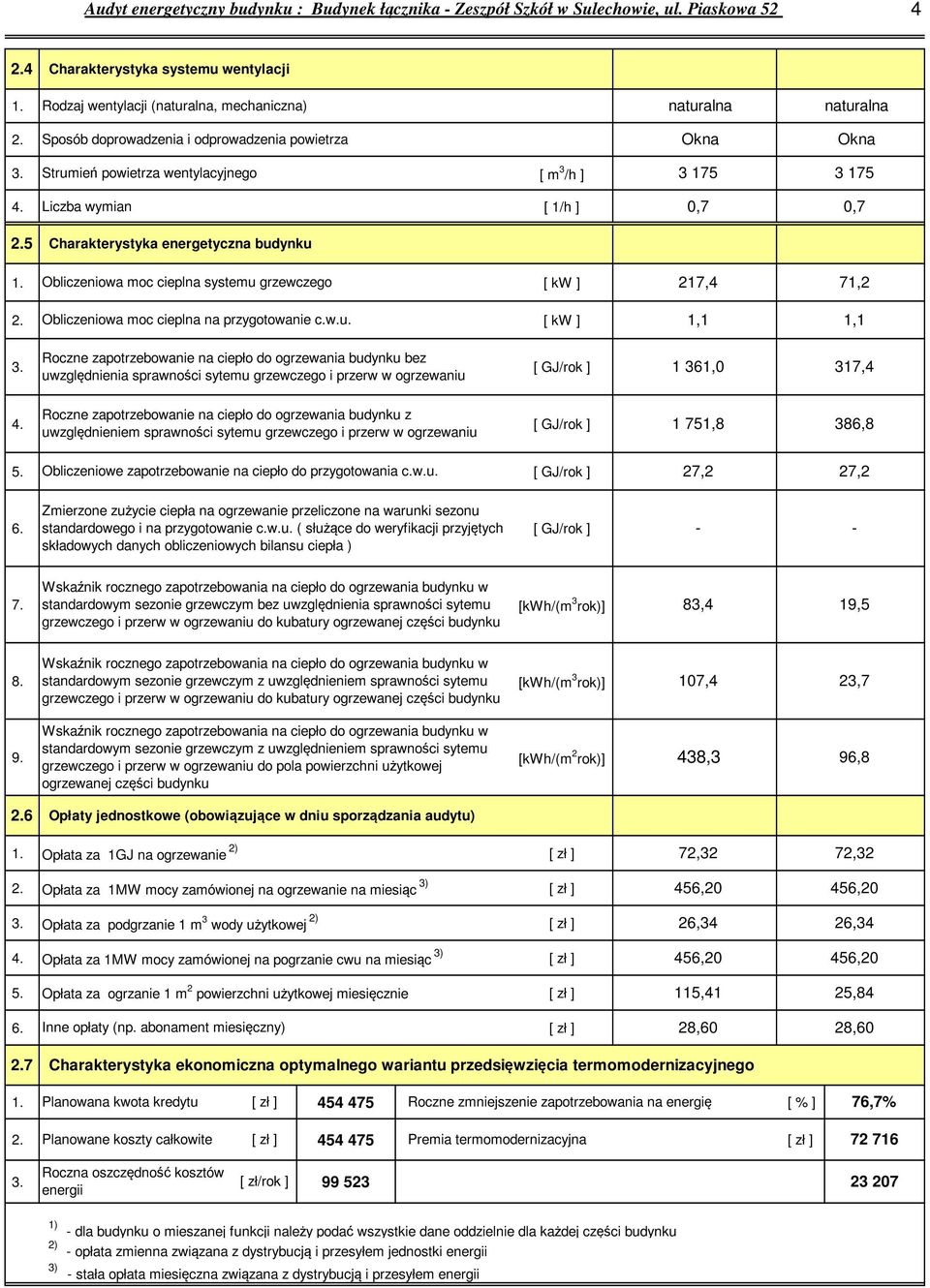 Charakterystyka energetyczna budynku. Obliczeniowa moc cieplna systemu grzewczego [ kw ],,.