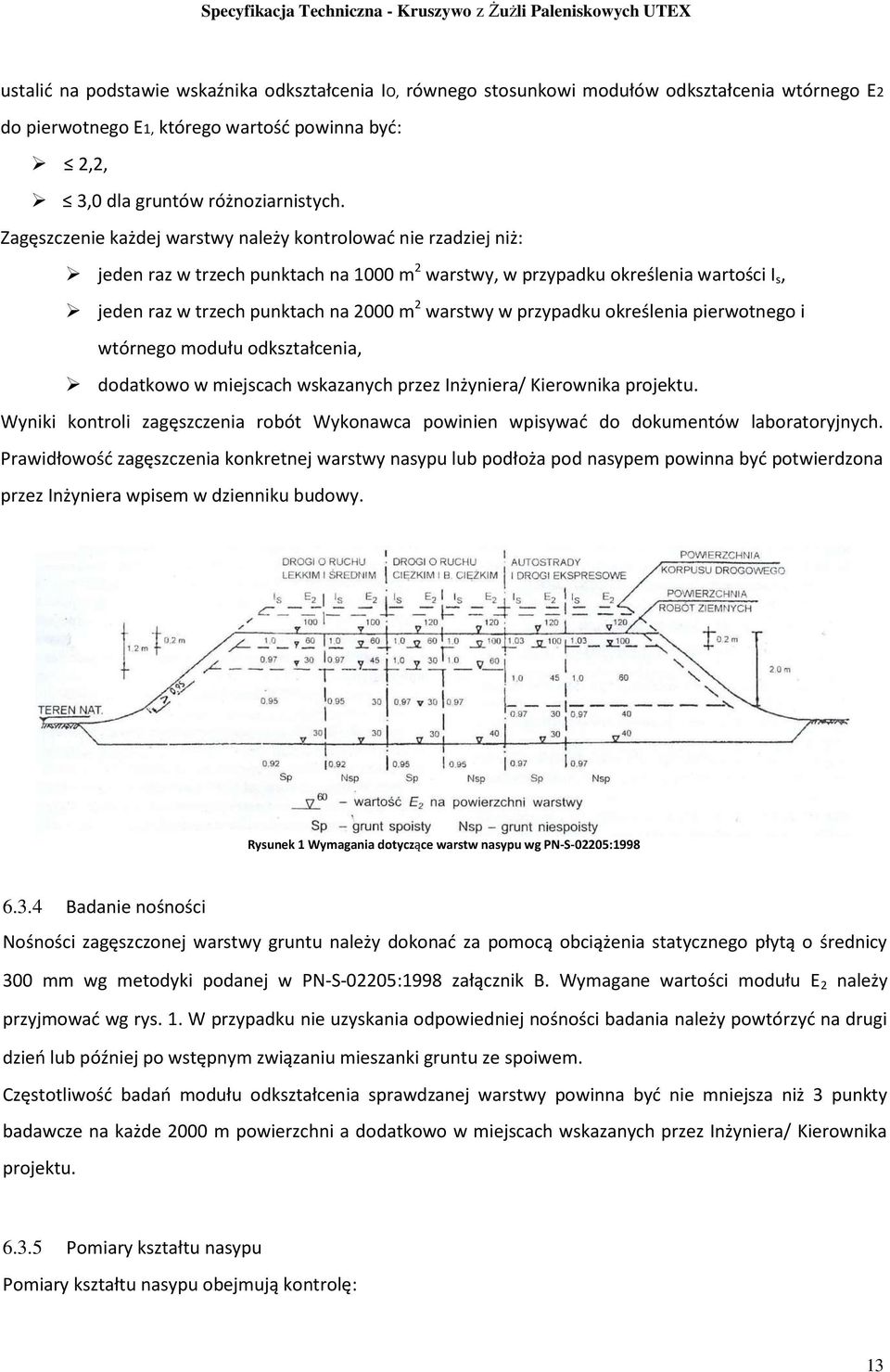 w przypadku określenia pierwotnego i wtórnego modułu odkształcenia, dodatkowo w miejscach wskazanych przez Inżyniera/ Kierownika projektu.