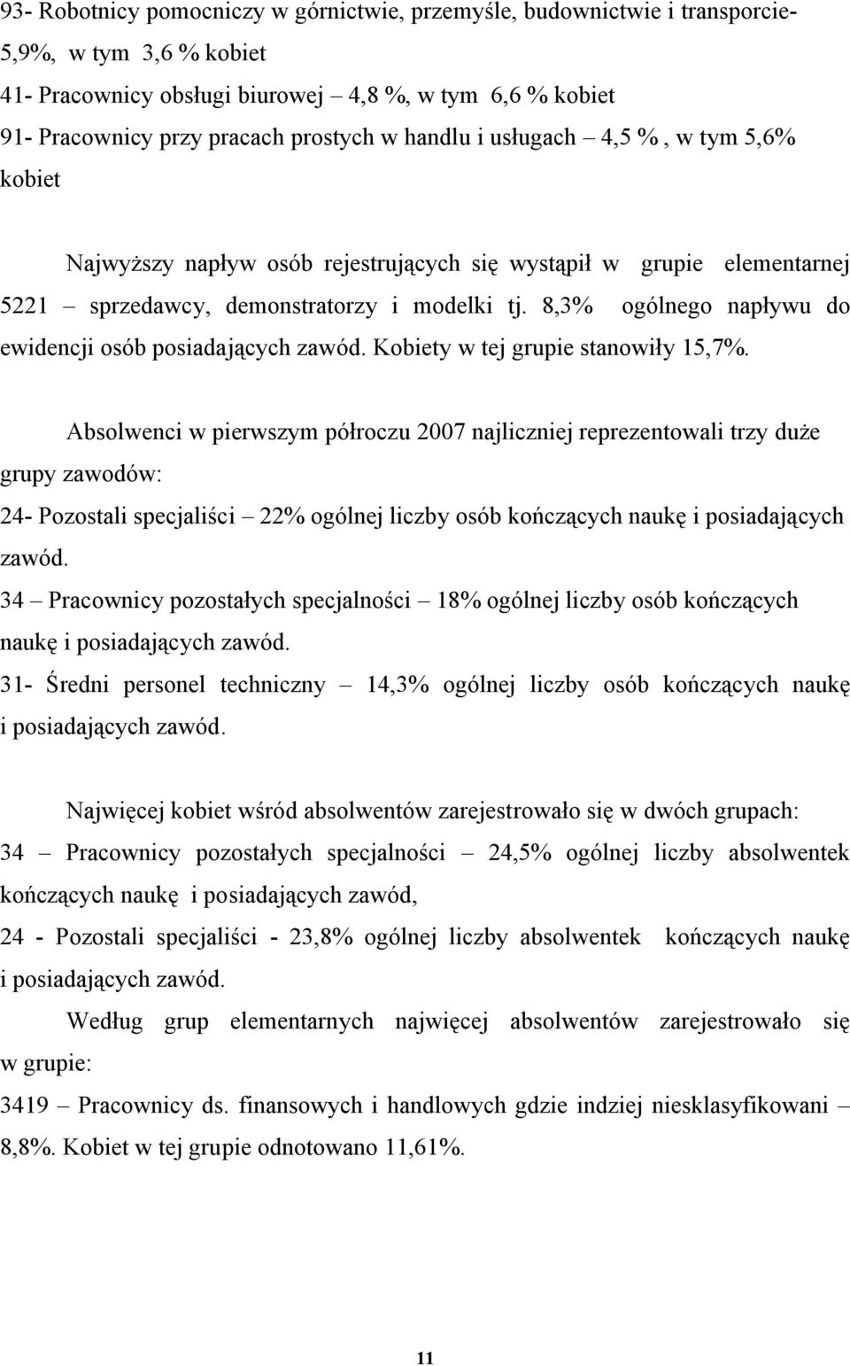 8,3% ogólnego napływu do ewidencji osób posiadających zawód. Kobiety w tej grupie stanowiły 15,7%.