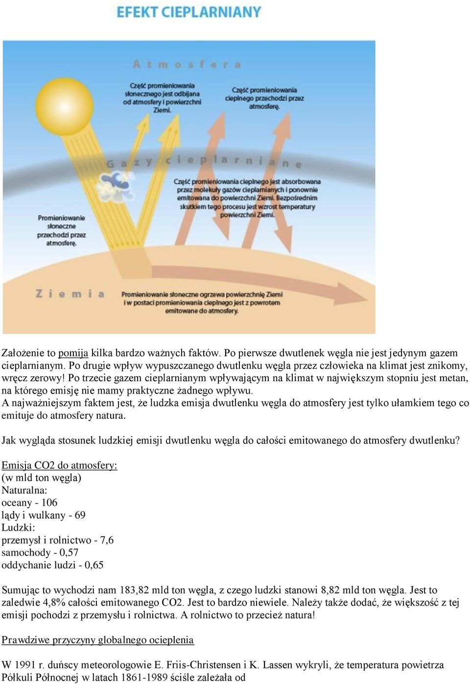 Po trzecie gazem cieplarnianym wpływającym na klimat w największym stopniu jest metan, na którego emisję nie mamy praktyczne żadnego wpływu.