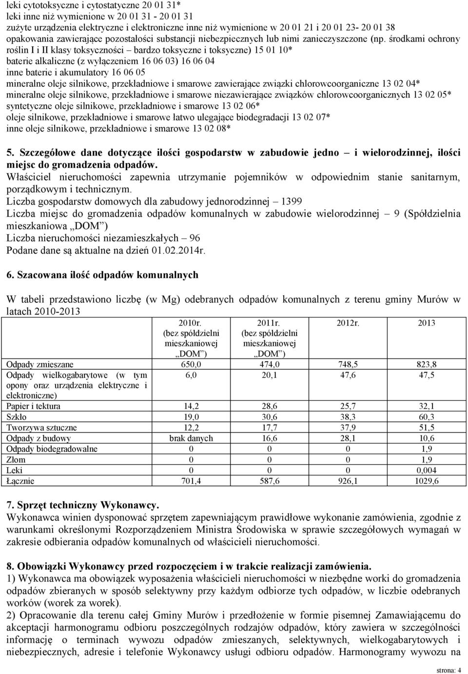 środkami ochrony roślin I i II klasy toksyczności bardzo toksyczne i toksyczne) 15 01 10* baterie alkaliczne (z wyłączeniem 16 06 03) 16 06 04 inne baterie i akumulatory 16 06 05 mineralne oleje