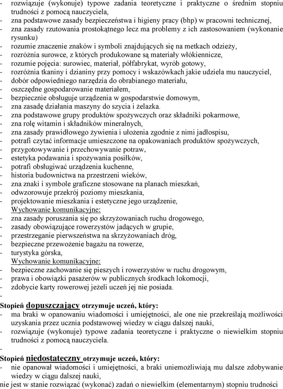 produkowane są materiały włókiennicze, rozumie pojęcia: surowiec, materiał, półfabrykat, wyrób gotowy, rozróżnia tkaniny i dzianiny przy pomocy i wskazówkach jakie udziela mu nauczyciel, dobór