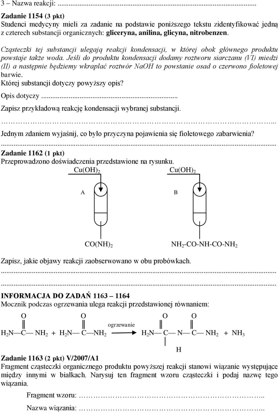 Cząsteczki tej substancji ulegają reakcji kondensacji, w której obok głównego produktu powstaje także woda.