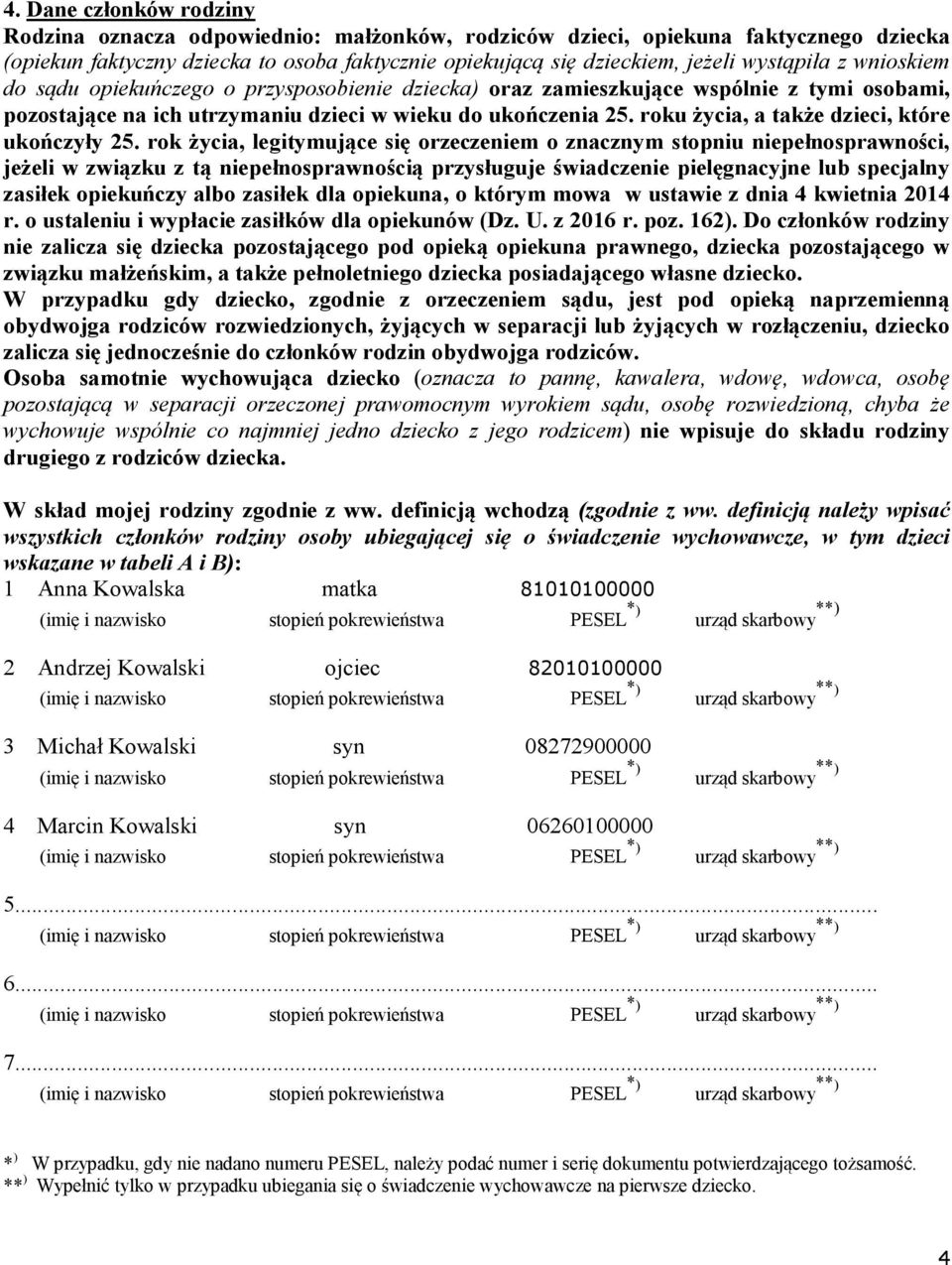 roku życia, a także dzieci, które ukończyły 25.