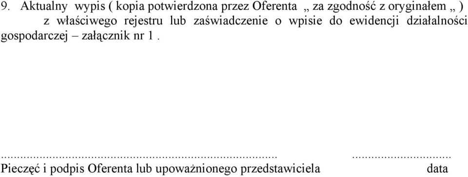 o wpisie do ewidencji działalności gospodarczej załącznik nr 1.