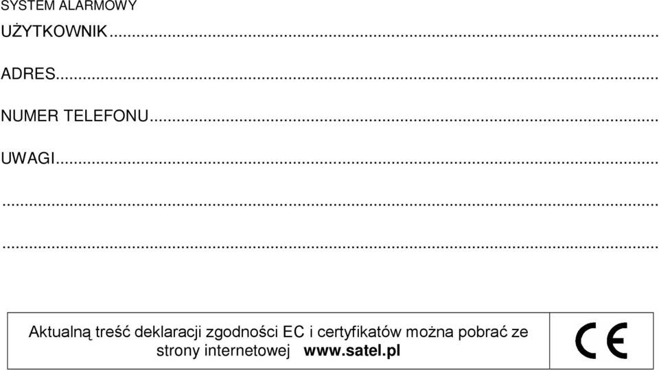 ........ Aktualną treść deklaracji
