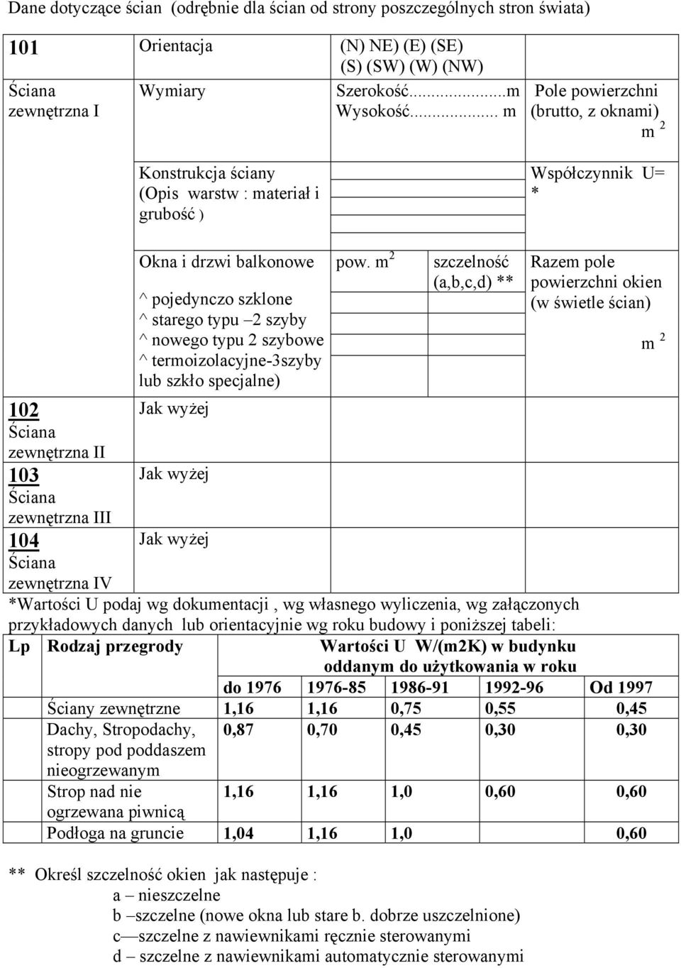 balkonowe ^ pojedynczo szklone ^ sarego ypu 2 szyby ^ nowego ypu 2 szybowe ^ ermoizolacyjne-3szyby lub szkło specjalne) Jak wyżej Jak wyżej Jak wyżej pow.