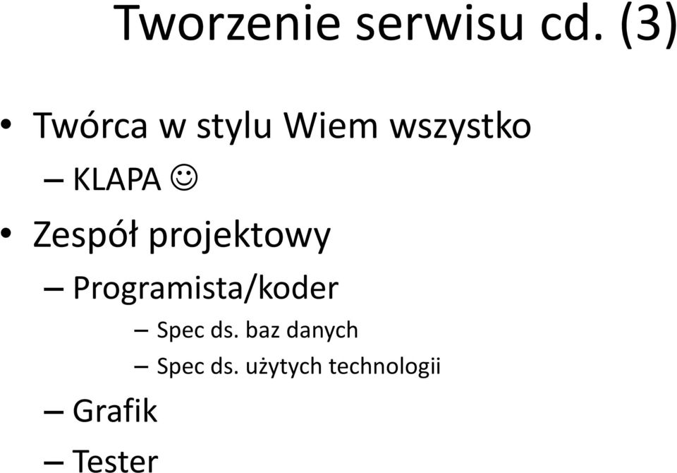 Zespół projektowy Programista/koder