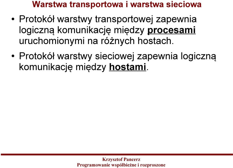 między procesami uruchomionymi na różnych hostach.
