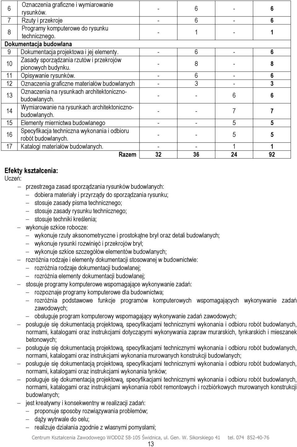 - 6-6 12 Oznaczenia graficzne materiałów budowlanych - 3-3 13 Oznaczenia na rysunkach architektonicznobudowlanych. - - 6 6 14 Wymiarowanie na rysunkach architektonicznobudowlanych.