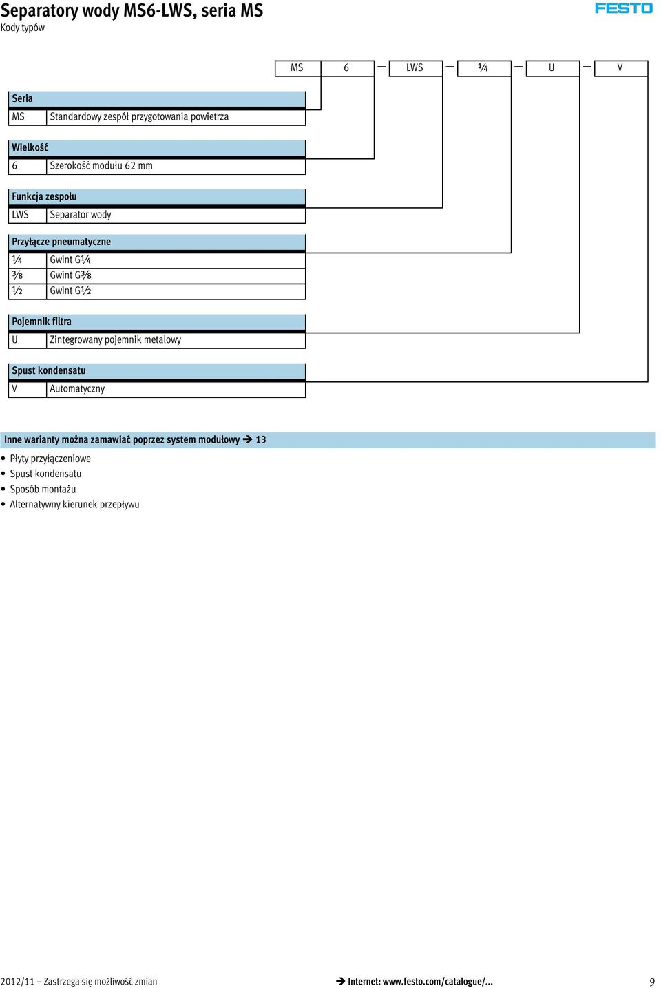 pojemnik metalowy Spust kondensatu V Automatyczny Inne warianty można zamawiać poprzez system modułowy 13 Płyty przyłączeniowe