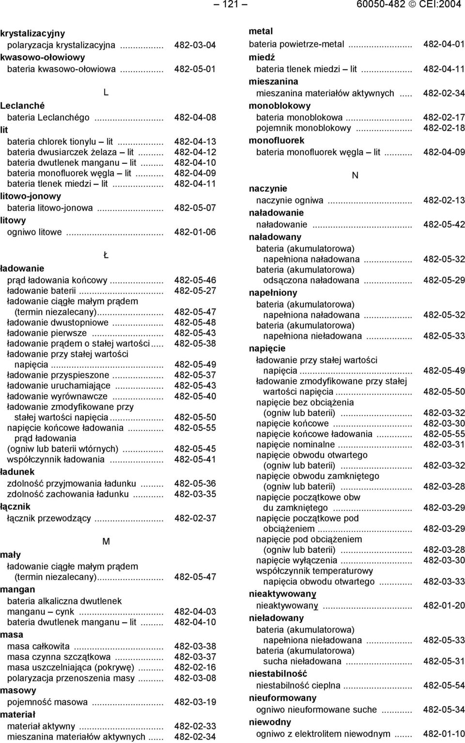 .. 482-05-48 ładowanie pierwsze... 482-05-43 ładowanie prądem o stałej wartości... 482-05-38 ładowanie przyspieszone... 482-05-37 ładowanie uruchamiające... 482-05-43 ładowanie wyrównawcze.