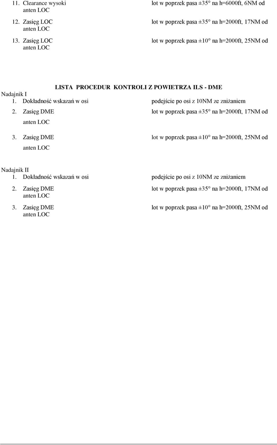 Dokładność wskazań w osi podejście po osi z 10NM ze zniżaniem 2. Zasięg DME lot w poprzek pasa ±35 na h=2000ft, 17NM od 3.